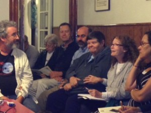 Kathy Kelly and Georgia Walker speaking with supporters