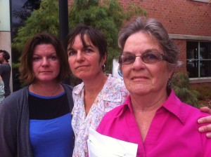 Jack Gilroy's wife and daughters outside courthouse after he was sentenced to 3 months in jail