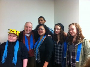 Mark Colville with his family before sentencing.