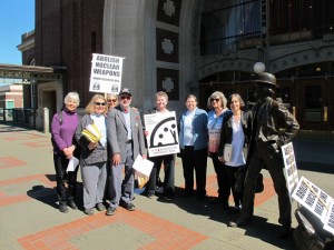 The Bangor Eight defendants in front of the courthouse